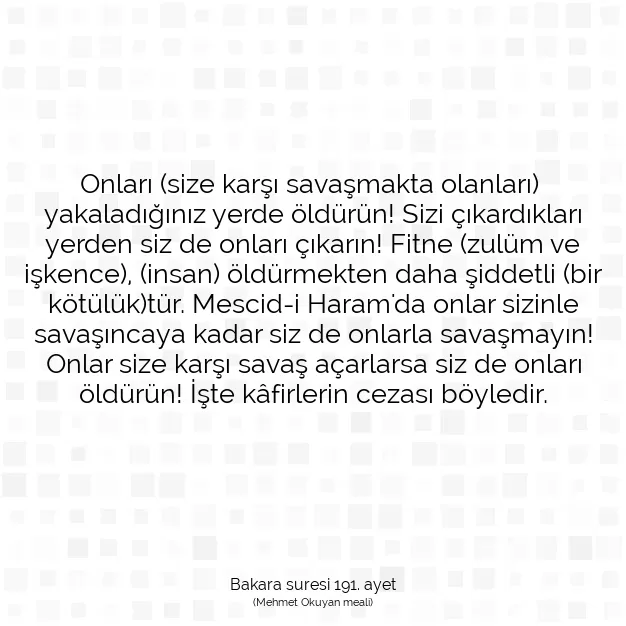 Ayetbul | Kuran Mealleri | Quran | Bakara suresi 191. ayet