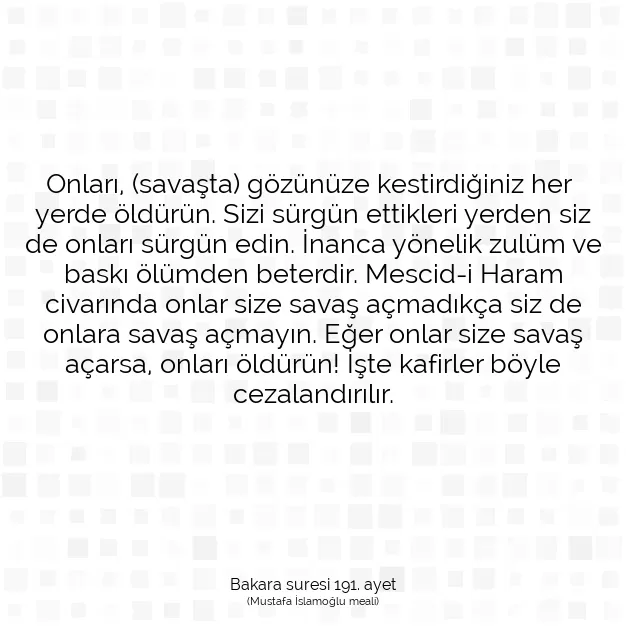 Ayetbul | Kuran Mealleri | Quran | Bakara suresi 191. ayet