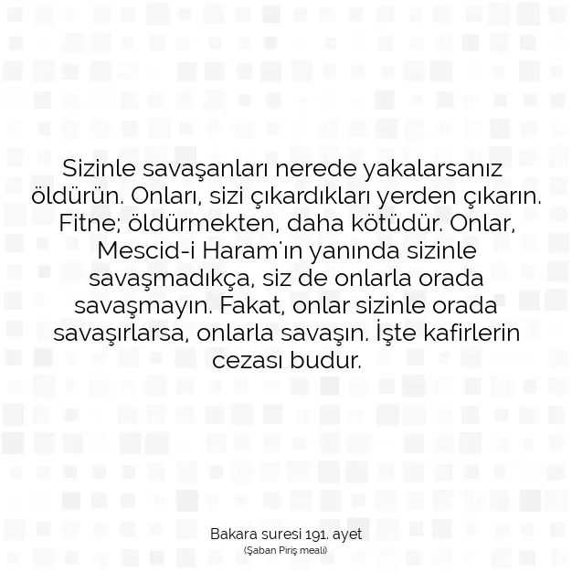 Ayetbul | Kuran Mealleri | Quran | Bakara suresi 191. ayet