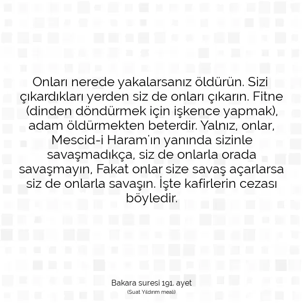 Ayetbul | Kuran Mealleri | Quran | Bakara suresi 191. ayet