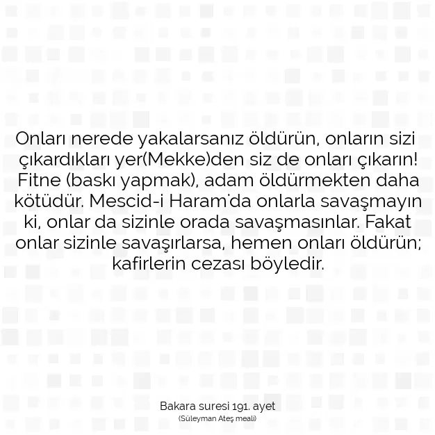 Ayetbul | Kuran Mealleri | Quran | Bakara suresi 191. ayet