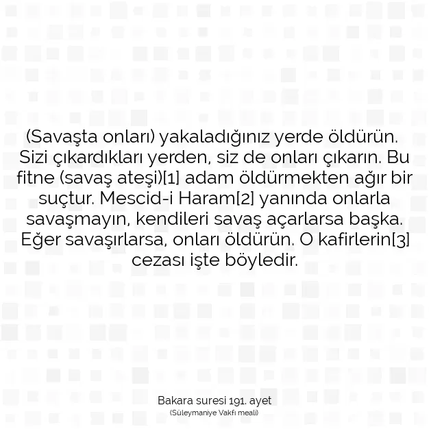 Ayetbul | Kuran Mealleri | Quran | Bakara suresi 191. ayet