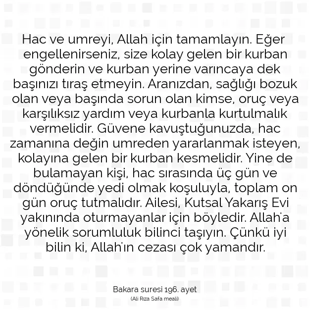 Ayetbul | Kuran Mealleri | Quran | Bakara suresi 196. ayet