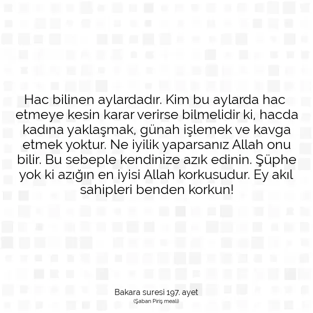 Ayetbul | Kuran Mealleri | Quran | Bakara suresi 197. ayet