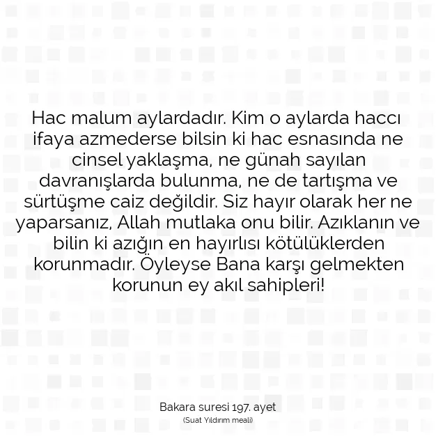 Ayetbul | Kuran Mealleri | Quran | Bakara suresi 197. ayet