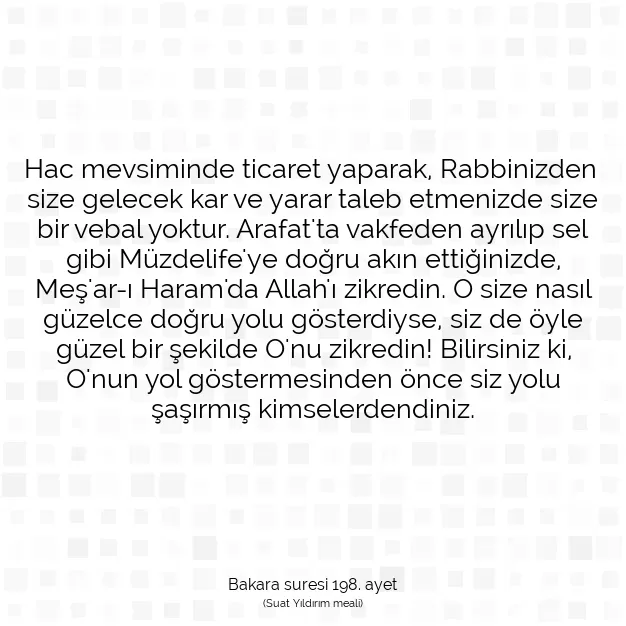 Ayetbul | Kuran Mealleri | Quran | Bakara suresi 198. ayet