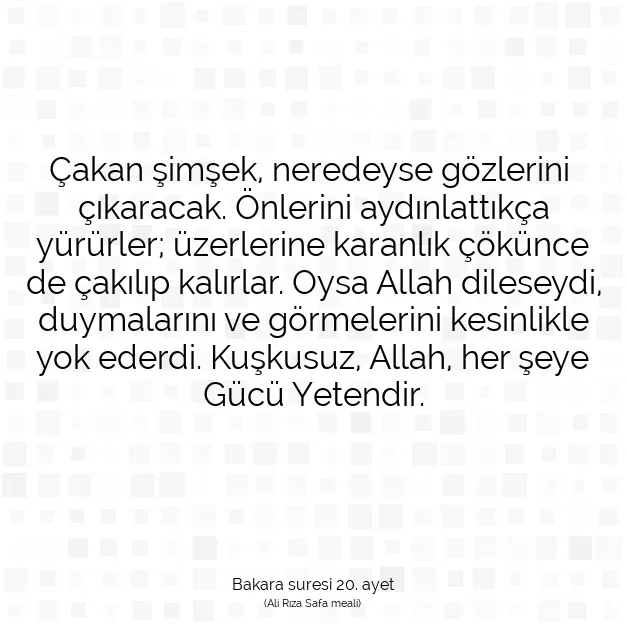 Ayetbul | Kuran Mealleri | Quran | Bakara suresi 20. ayet