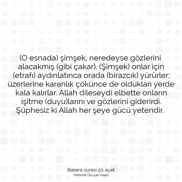 Ayetbul | Kuran Mealleri | Quran | Bakara suresi 20. ayet