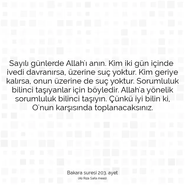 Ayetbul | Kuran Mealleri | Quran | Bakara suresi 203. ayet