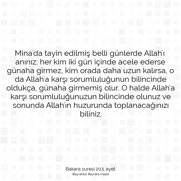 Ayetbul | Kuran Mealleri | Quran | Bakara suresi 203. ayet