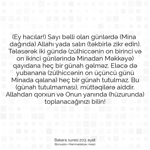 Ayetbul | Kuran Mealleri | Quran | Bakara suresi 203. ayet