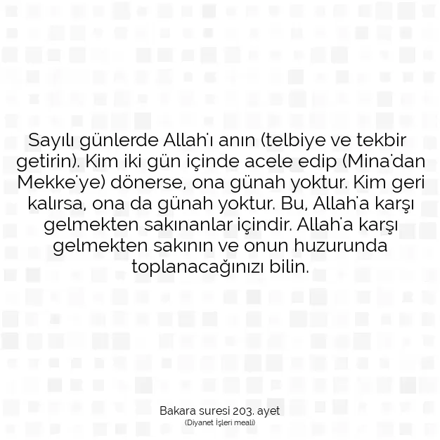 Ayetbul | Kuran Mealleri | Quran | Bakara suresi 203. ayet