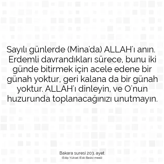 Ayetbul | Kuran Mealleri | Quran | Bakara suresi 203. ayet