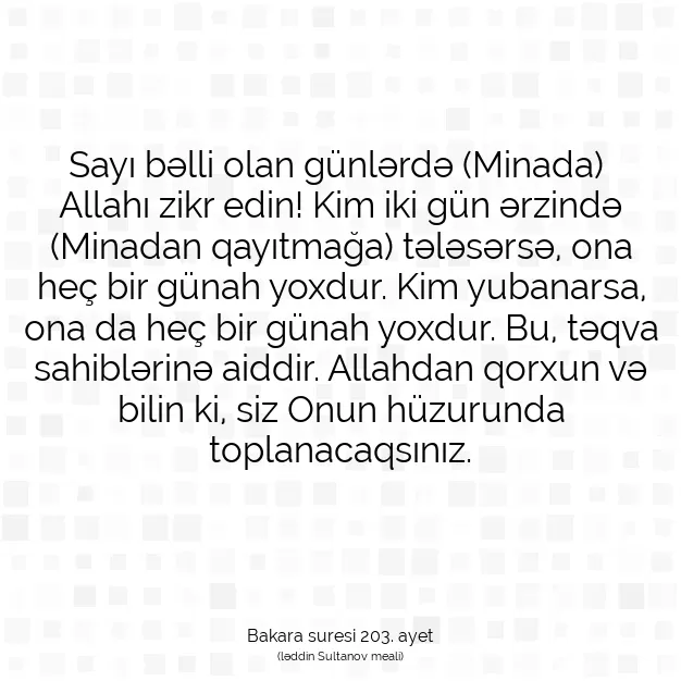 Ayetbul | Kuran Mealleri | Quran | Bakara suresi 203. ayet