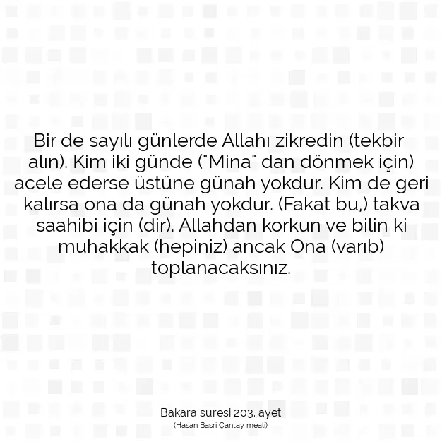 Ayetbul | Kuran Mealleri | Quran | Bakara suresi 203. ayet