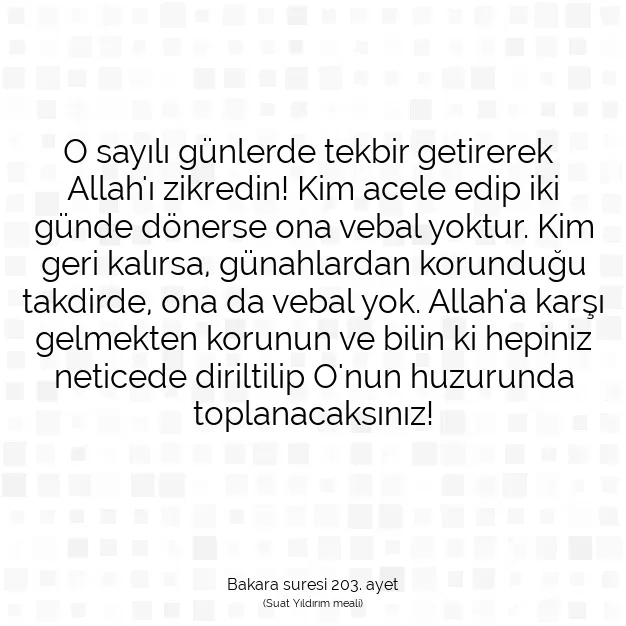 Ayetbul | Kuran Mealleri | Quran | Bakara suresi 203. ayet