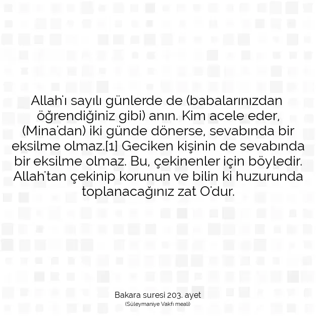 Ayetbul | Kuran Mealleri | Quran | Bakara suresi 203. ayet