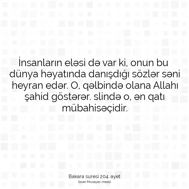 Ayetbul | Kuran Mealleri | Quran | Bakara suresi 204. ayet