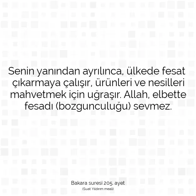 Ayetbul | Kuran Mealleri | Quran | Bakara suresi 205. ayet