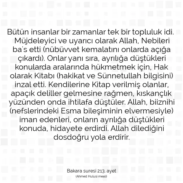 Ayetbul | Kuran Mealleri | Quran | Bakara suresi 213. ayet