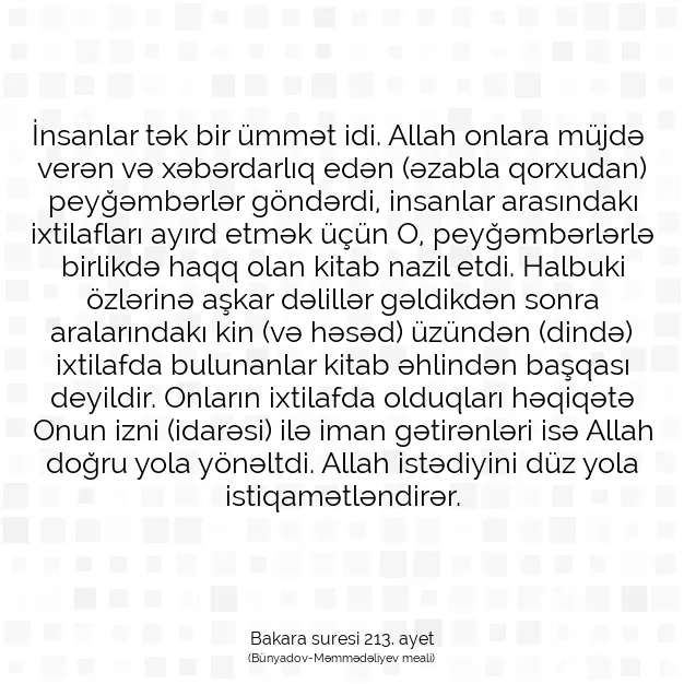 Ayetbul | Kuran Mealleri | Quran | Bakara suresi 213. ayet