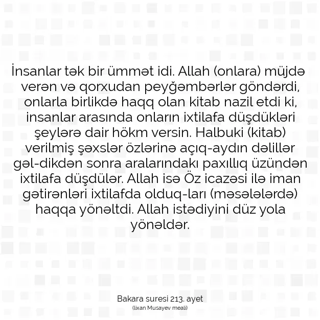 Ayetbul | Kuran Mealleri | Quran | Bakara suresi 213. ayet