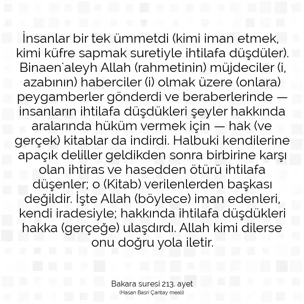 Ayetbul | Kuran Mealleri | Quran | Bakara suresi 213. ayet