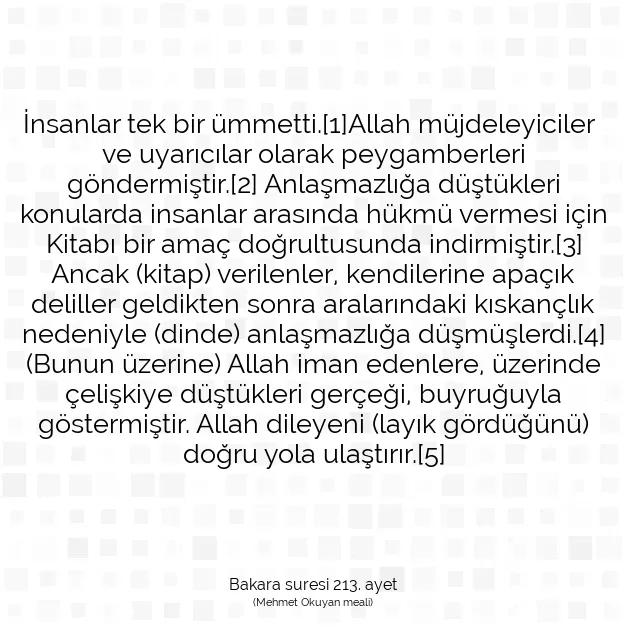 Ayetbul | Kuran Mealleri | Quran | Bakara suresi 213. ayet