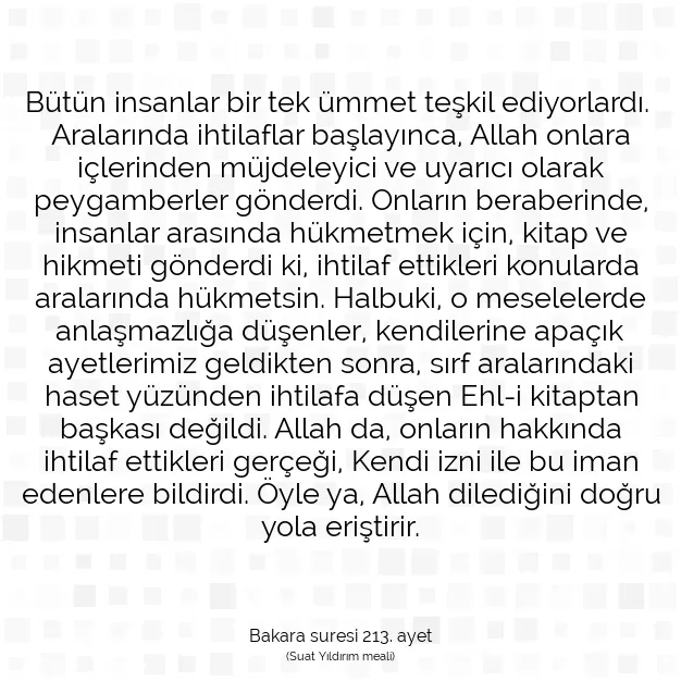 Ayetbul | Kuran Mealleri | Quran | Bakara suresi 213. ayet