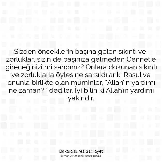 Ayetbul | Kuran Mealleri | Quran | Bakara suresi 214. ayet