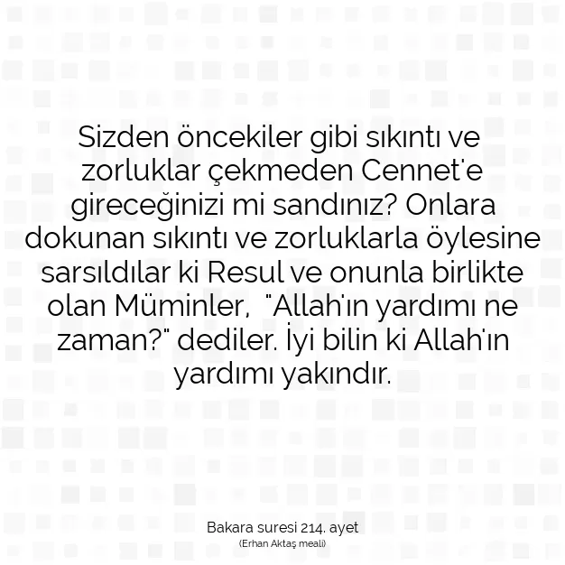 Ayetbul | Kuran Mealleri | Quran | Bakara suresi 214. ayet