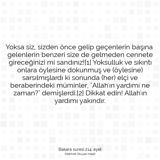 Ayetbul | Kuran Mealleri | Quran | Bakara suresi 214. ayet