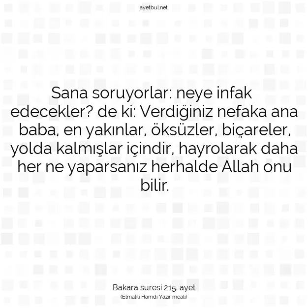 Ayetbul | Kuran Mealleri | Quran | Bakara suresi 215. ayet