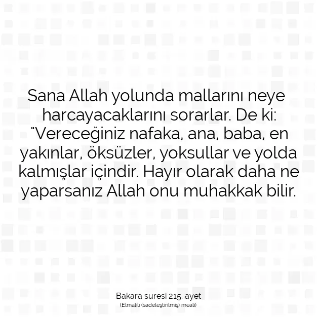 Ayetbul | Kuran Mealleri | Quran | Bakara suresi 215. ayet