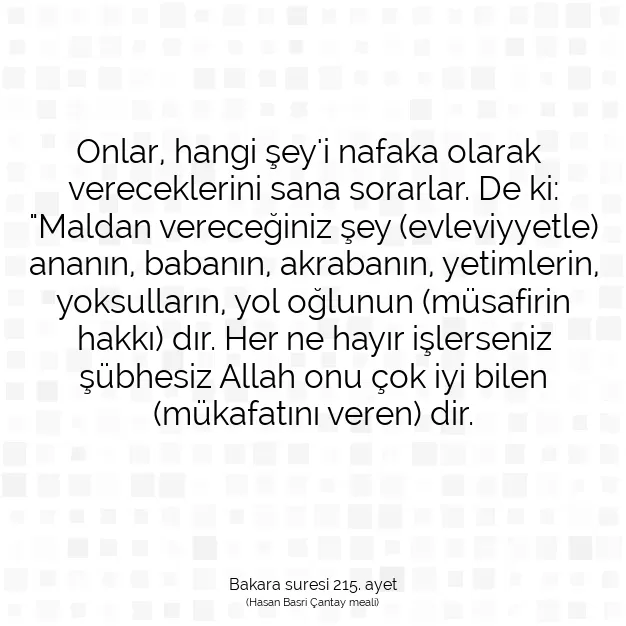 Ayetbul | Kuran Mealleri | Quran | Bakara suresi 215. ayet