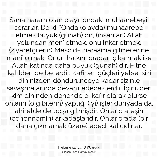 Ayetbul | Kuran Mealleri | Quran | Bakara suresi 217. ayet