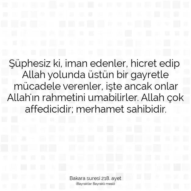 Ayetbul | Kuran Mealleri | Quran | Bakara suresi 218. ayet