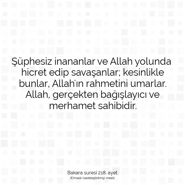 Ayetbul | Kuran Mealleri | Quran | Bakara suresi 218. ayet