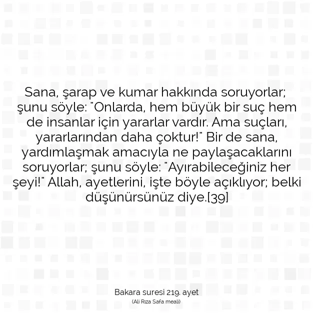 Ayetbul | Kuran Mealleri | Quran | Bakara suresi 219. ayet