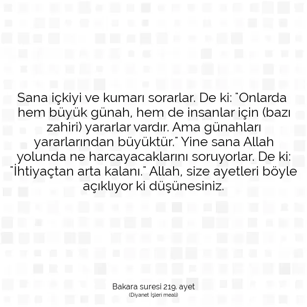 Ayetbul | Kuran Mealleri | Quran | Bakara suresi 219. ayet