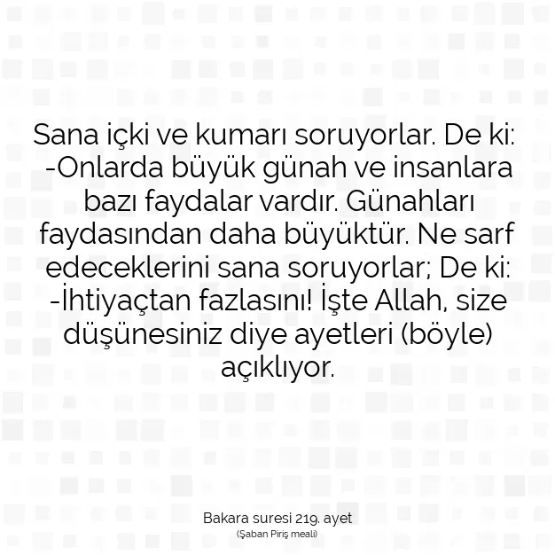 Ayetbul | Kuran Mealleri | Quran | Bakara suresi 219. ayet