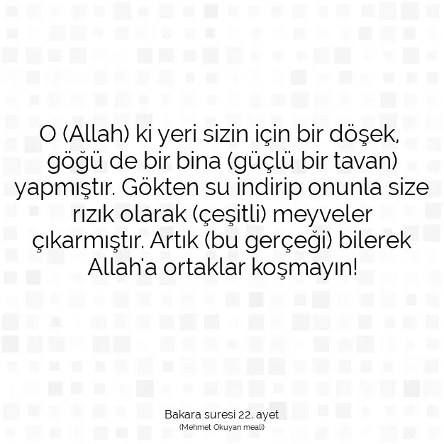 Ayetbul | Kuran Mealleri | Quran | Bakara suresi 22. ayet