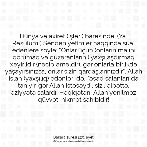 Ayetbul | Kuran Mealleri | Quran | Bakara suresi 220. ayet