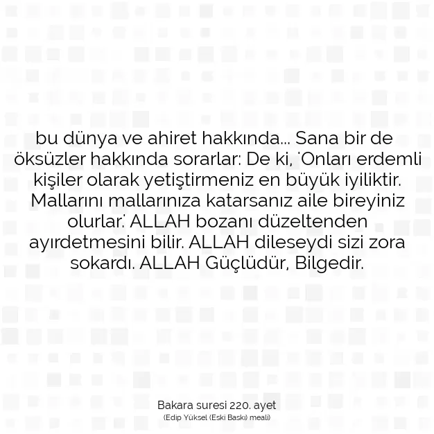 Ayetbul | Kuran Mealleri | Quran | Bakara suresi 220. ayet