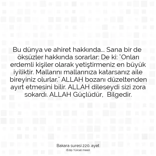 Ayetbul | Kuran Mealleri | Quran | Bakara suresi 220. ayet