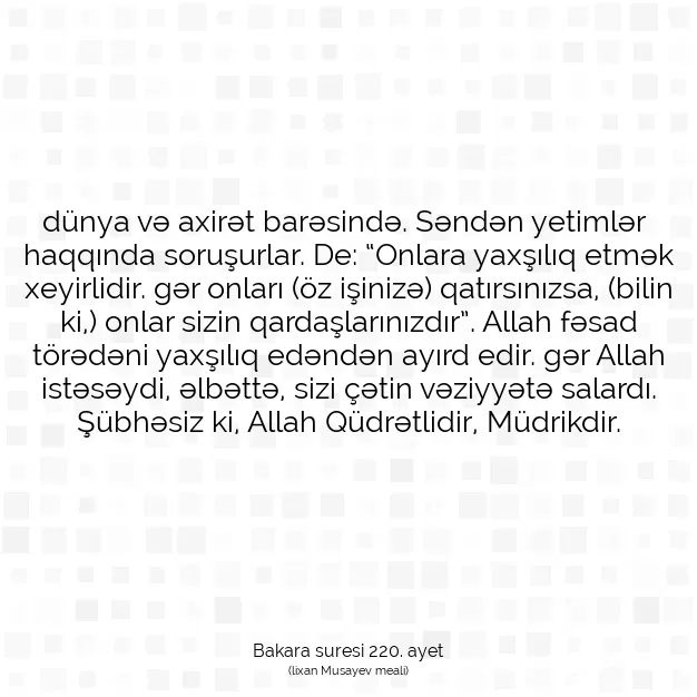 Ayetbul | Kuran Mealleri | Quran | Bakara suresi 220. ayet