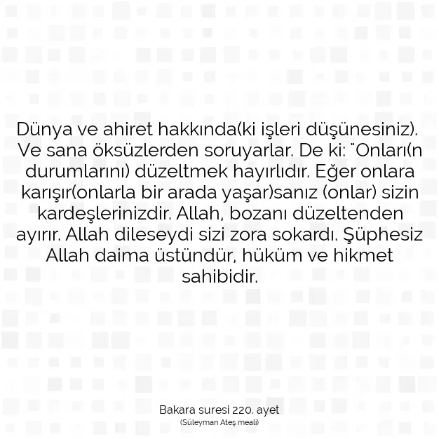 Ayetbul | Kuran Mealleri | Quran | Bakara suresi 220. ayet