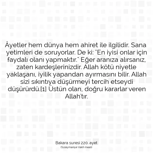 Ayetbul | Kuran Mealleri | Quran | Bakara suresi 220. ayet