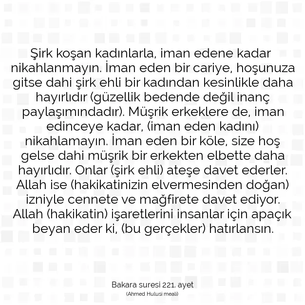 Ayetbul | Kuran Mealleri | Quran | Bakara suresi 221. ayet