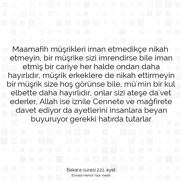 Ayetbul | Kuran Mealleri | Quran | Bakara suresi 221. ayet